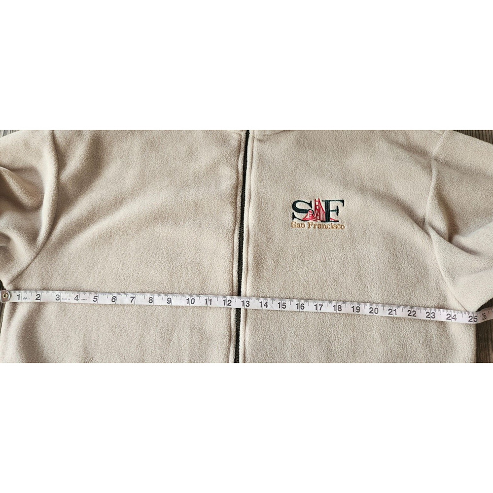 Vintage 90s San Francisco Sweater Large Beige Fleece Full Zip‎ Retro Sweatshirt - Picture 5 of 8